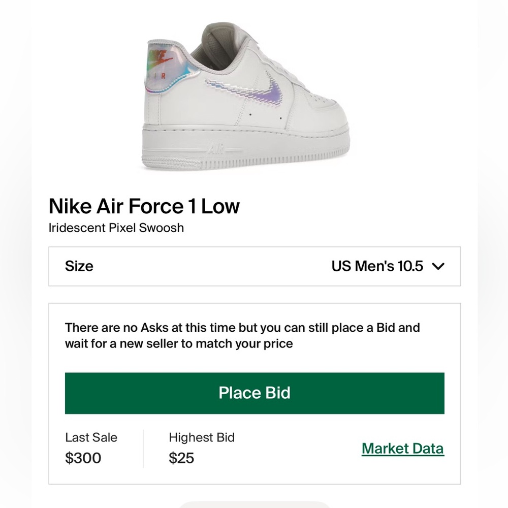 Nike Men’s Air Force 1’s w. Iridescent Swoosh